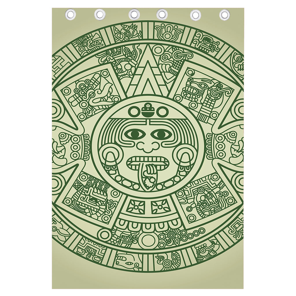 Green Maya Calendar Print Curtain