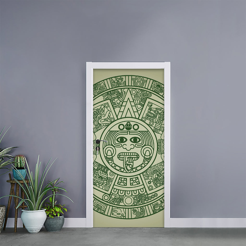 Green Maya Calendar Print Door Sticker
