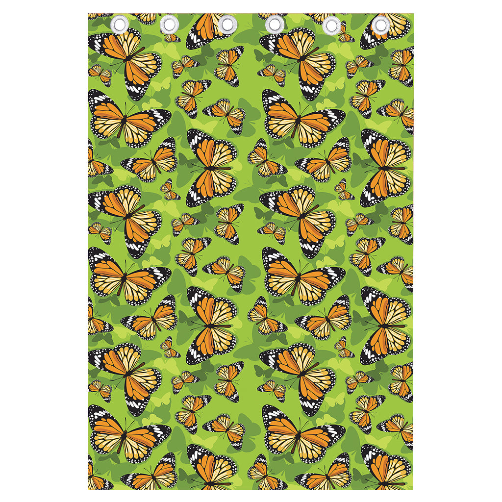 Green Monarch Butterfly Pattern Print Curtain