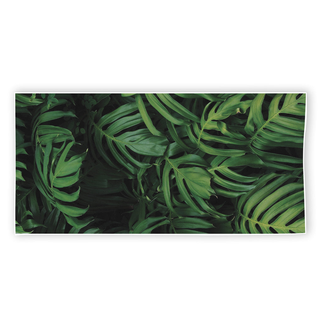Green Monstera Leaf Print Beach Towel