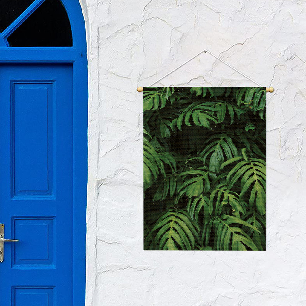 Green Monstera Leaf Print Garden Flag