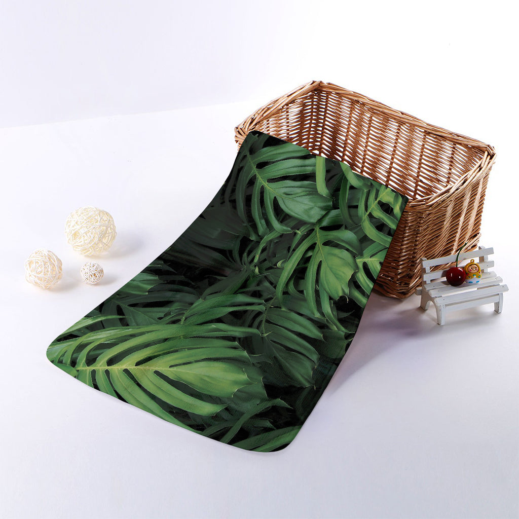 Green Monstera Leaf Print Towel