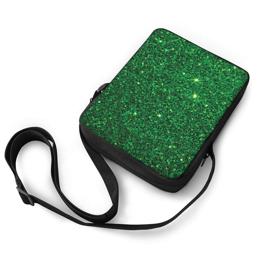 Green (NOT Real) Glitter Print Rectangular Crossbody Bag