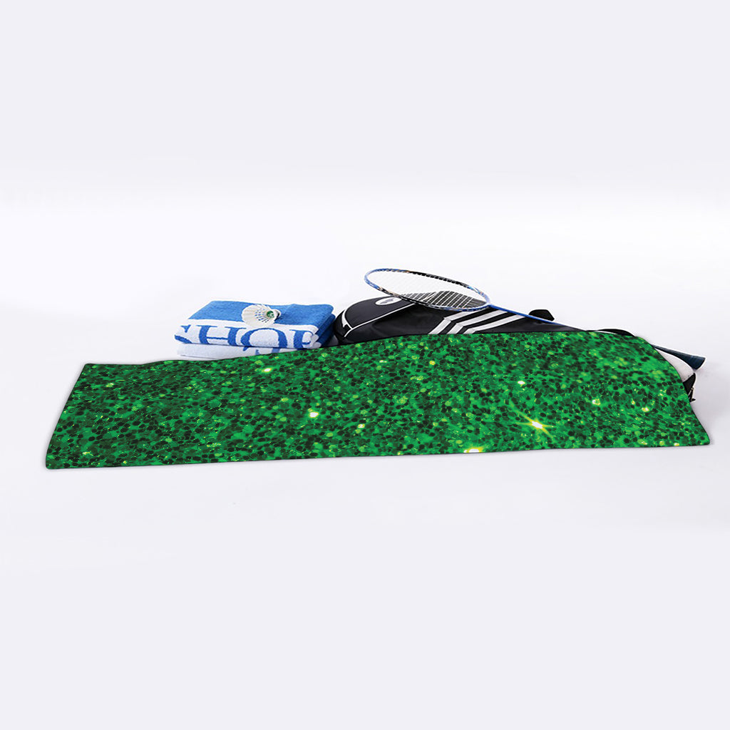 Green (NOT Real) Glitter Print Sports Towel