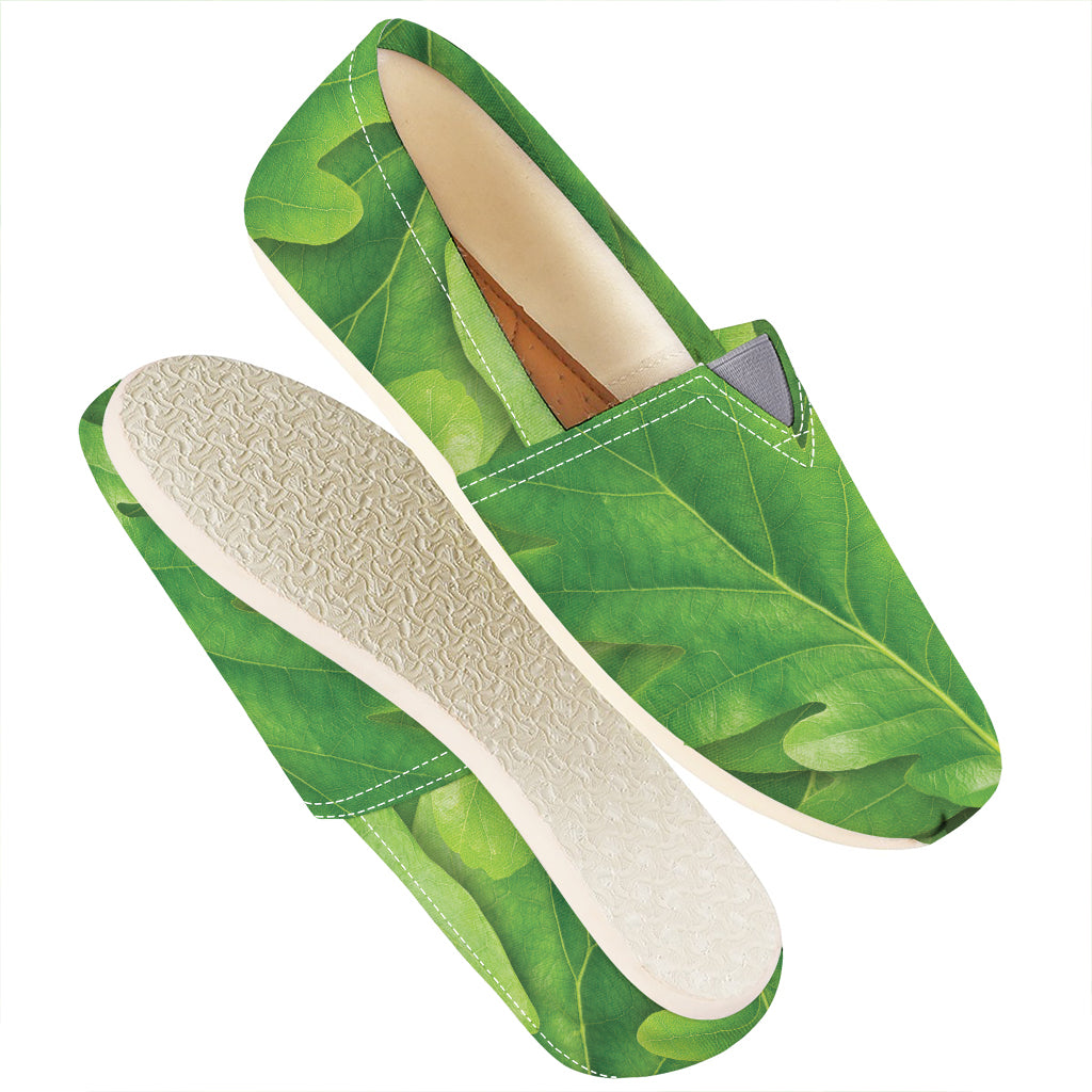 Green Oak Leaf Print Casual Shoes
