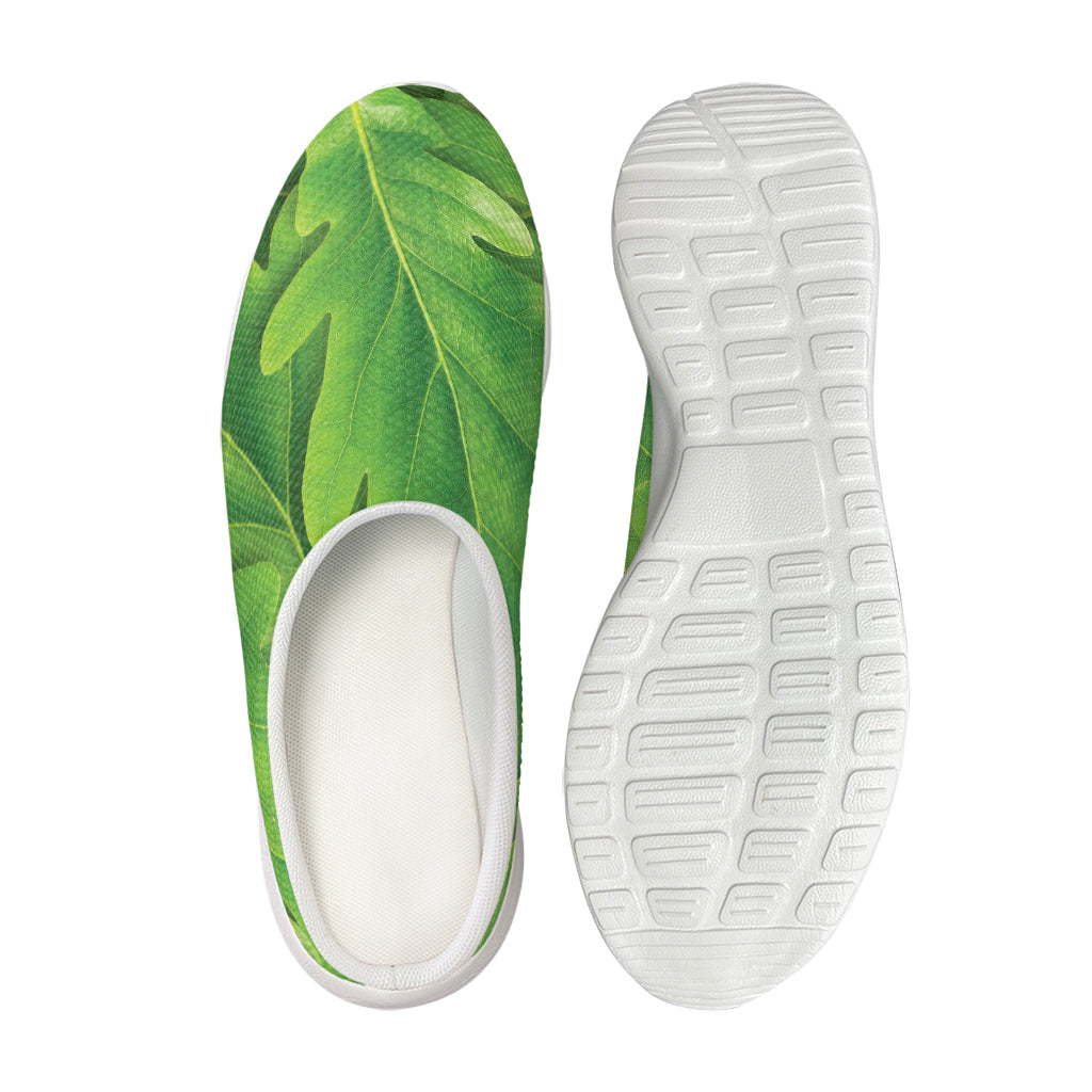 Green Oak Leaf Print Mesh Casual Shoes