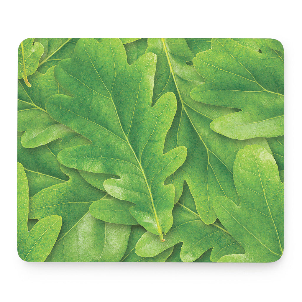 Green Oak Leaf Print Mouse Pad
