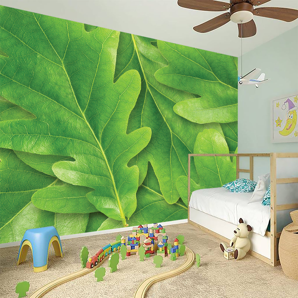 Green Oak Leaf Print Wall Sticker