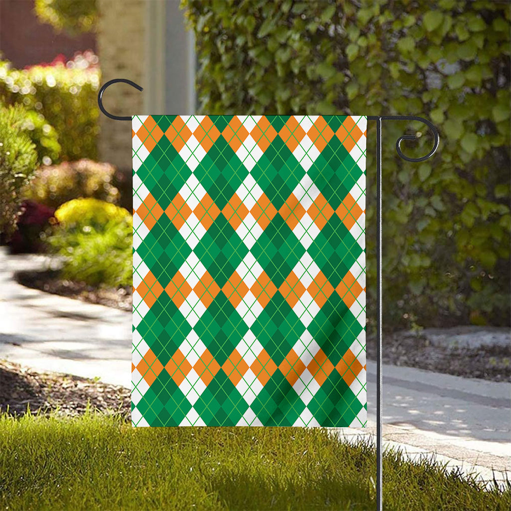 Green Orange And White Argyle Print House Flag