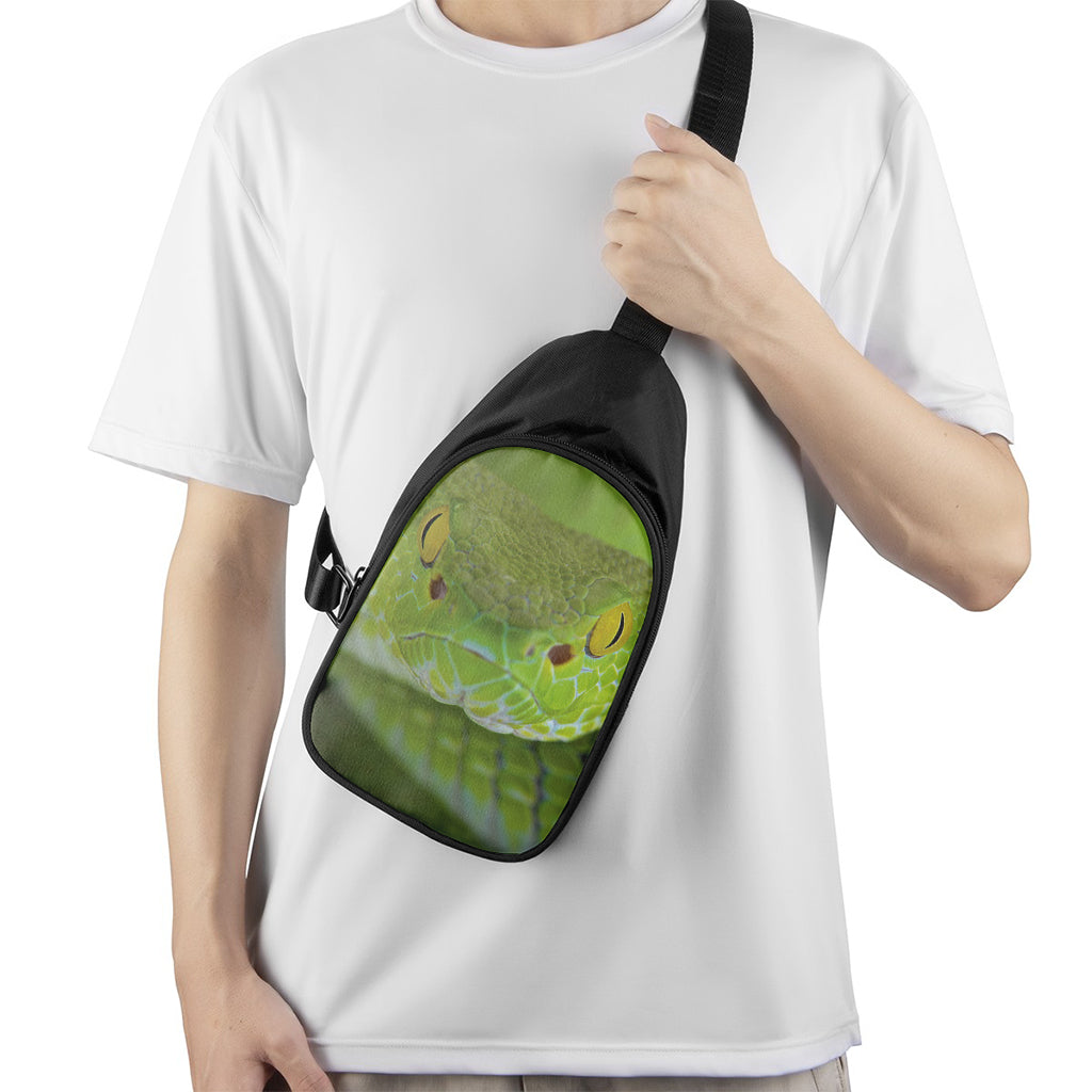 Green Pit Viper Print Chest Bag