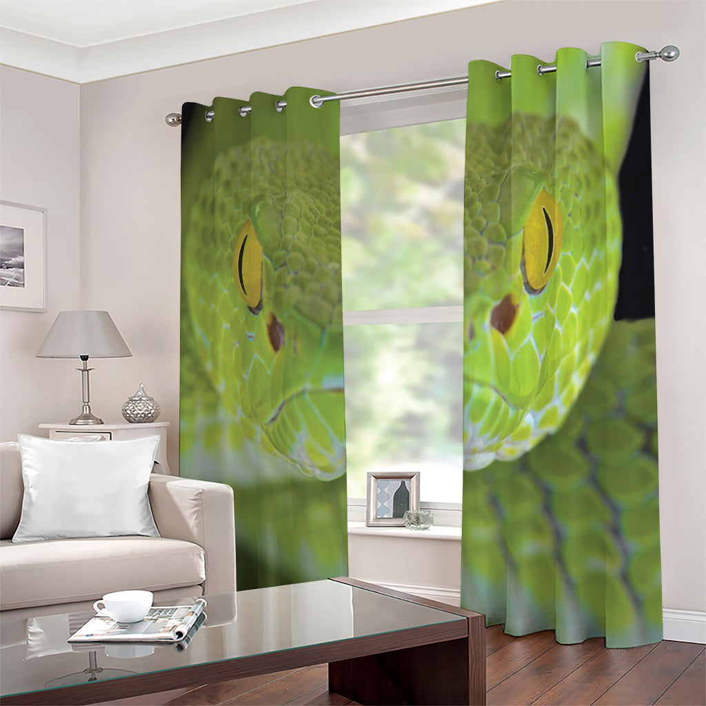 Green Pit Viper Print Extra Wide Grommet Curtains