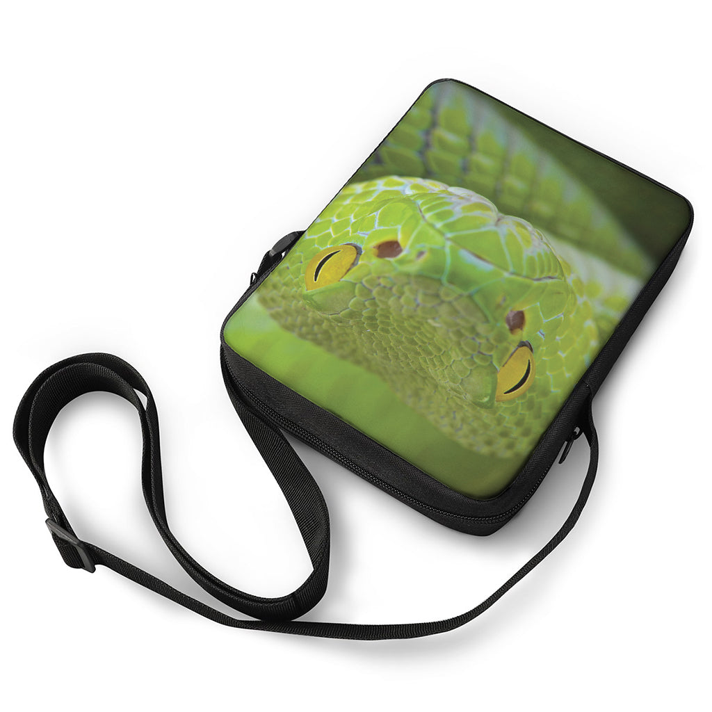 Green Pit Viper Print Rectangular Crossbody Bag