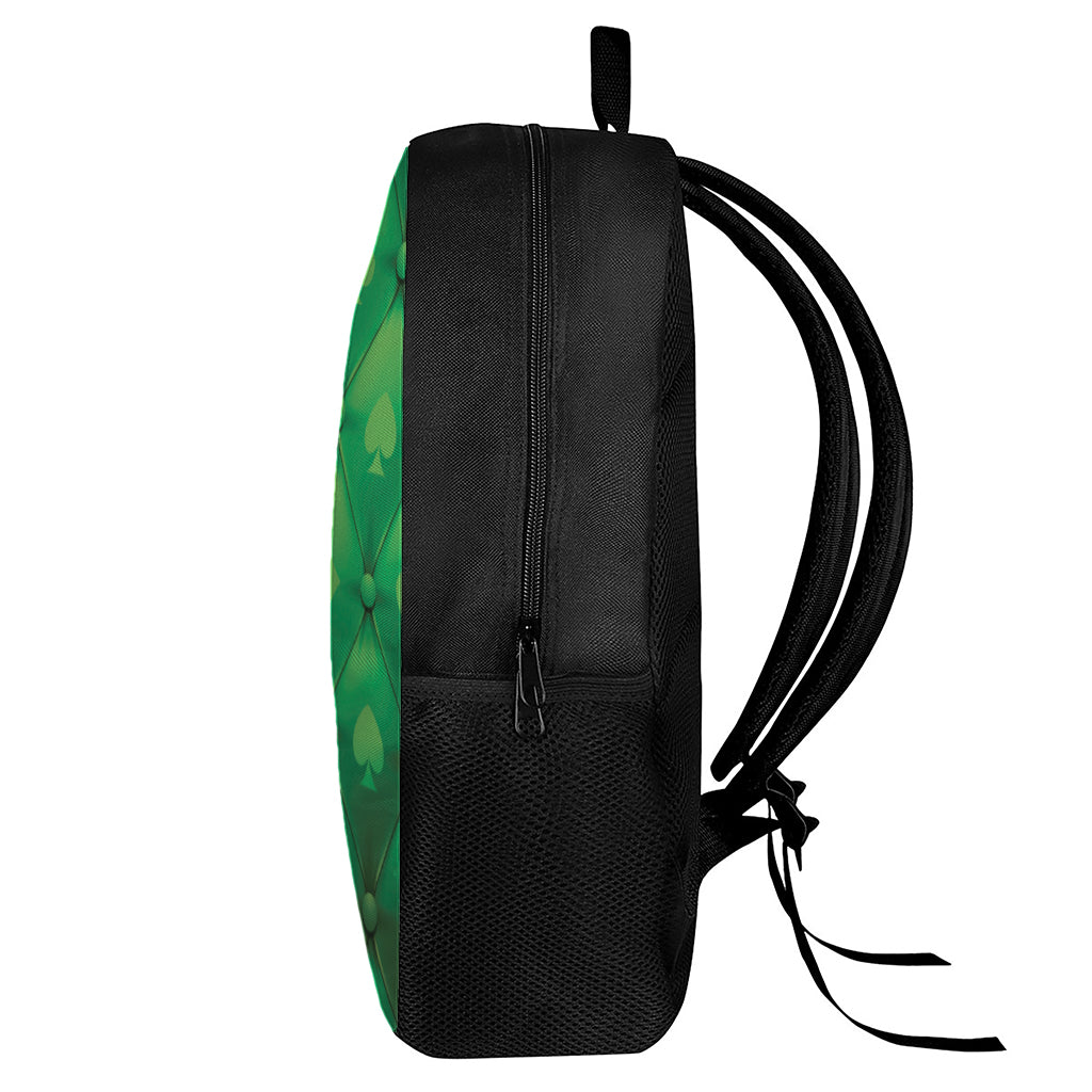 Green Playing Card Suits Pattern Print 17 Inch Backpack