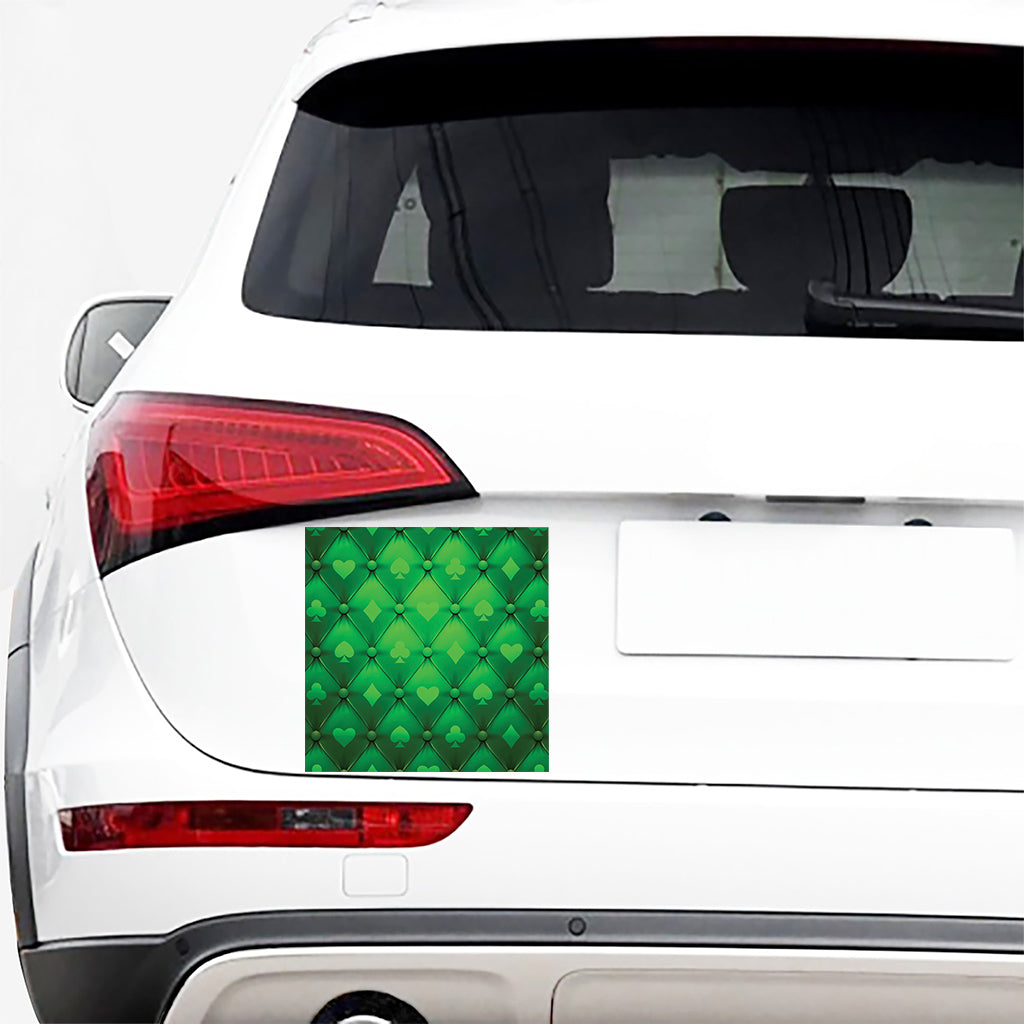 Green Playing Card Suits Pattern Print Car Sticker
