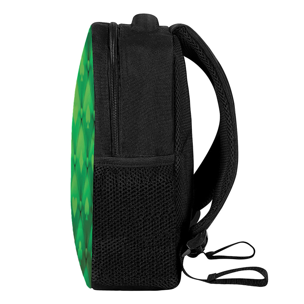 Green Playing Card Suits Pattern Print Casual Backpack