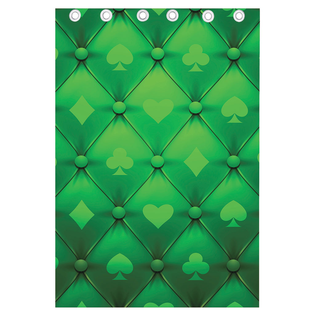 Green Playing Card Suits Pattern Print Curtain