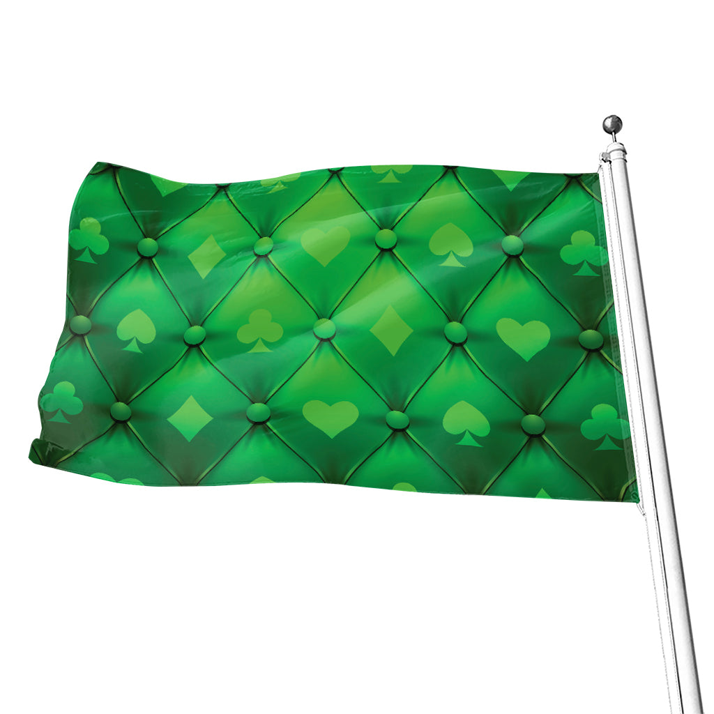 Green Playing Card Suits Pattern Print Flag