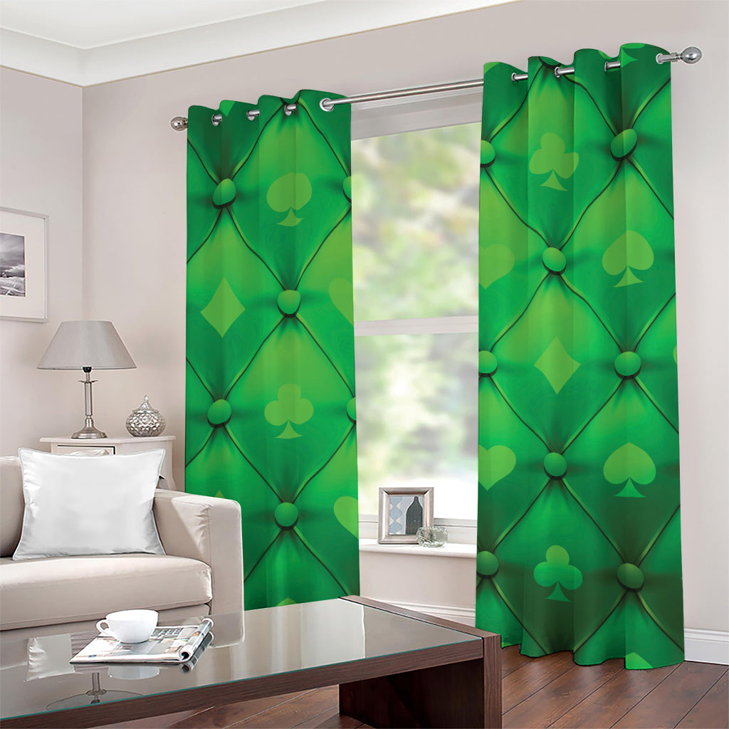 Green Playing Card Suits Pattern Print Grommet Curtains
