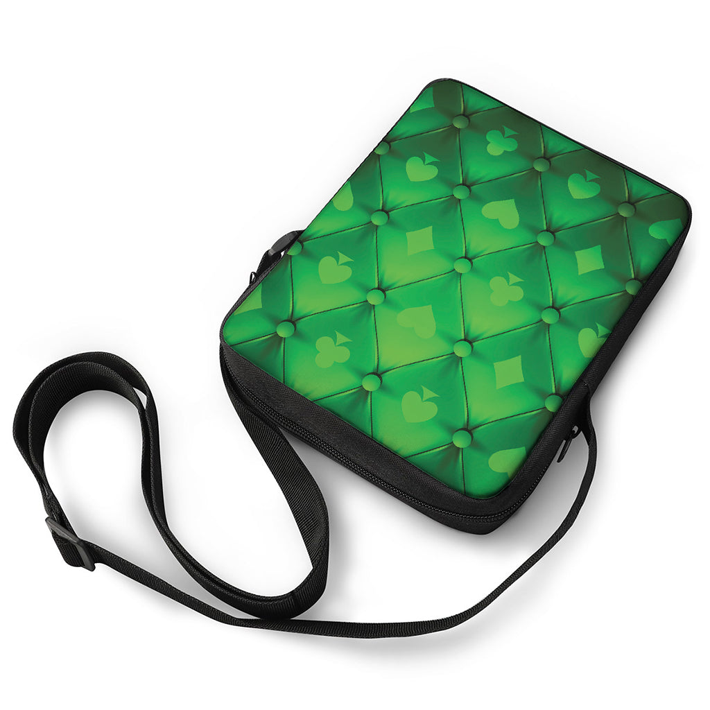 Green Playing Card Suits Pattern Print Rectangular Crossbody Bag