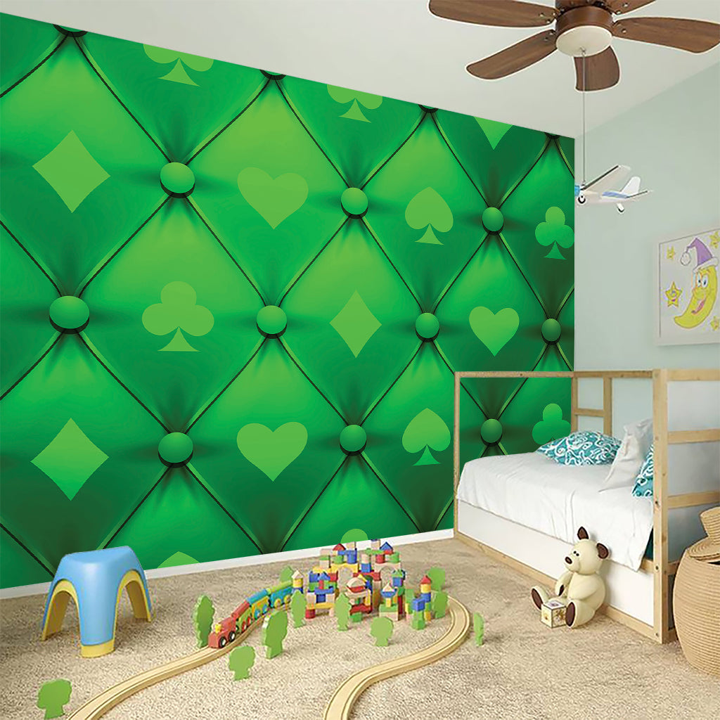 Green Playing Card Suits Pattern Print Wall Sticker