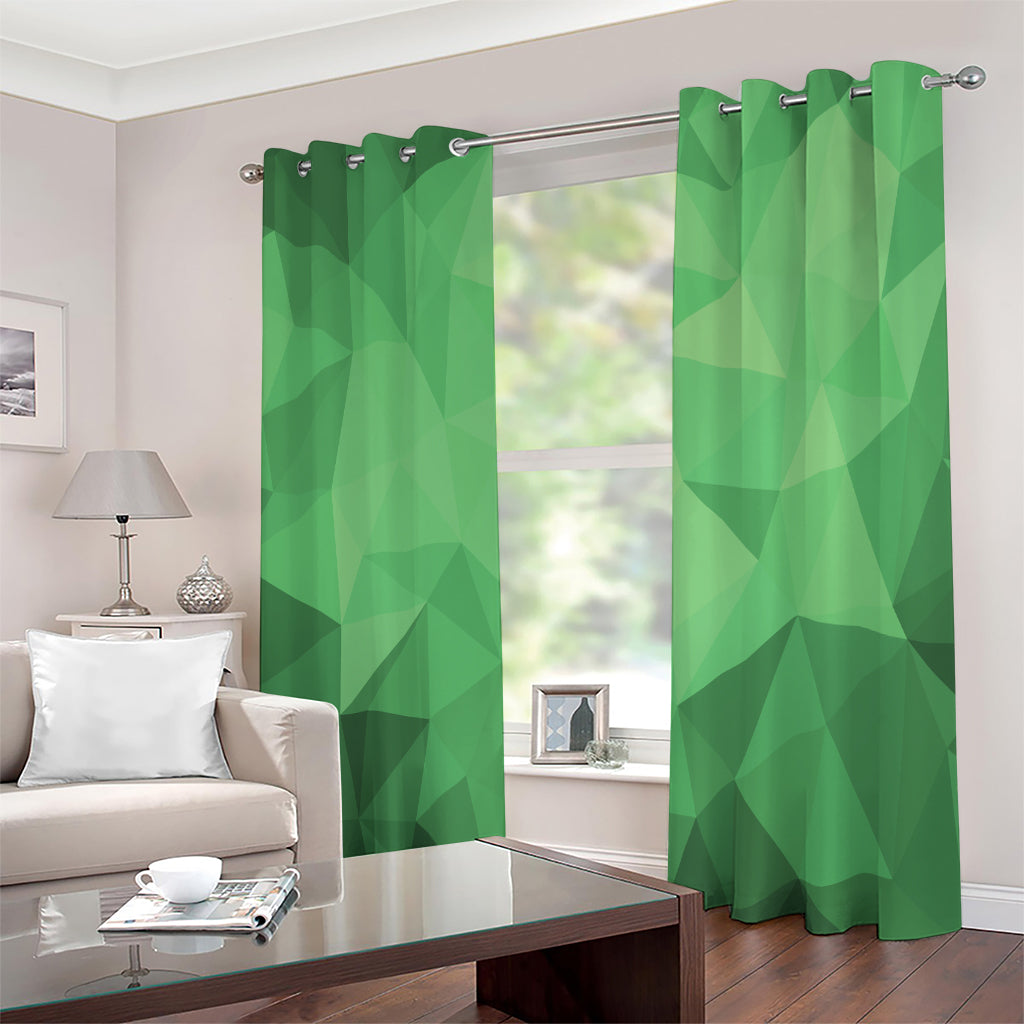 Green Polygonal Geometric Print Extra Wide Grommet Curtains
