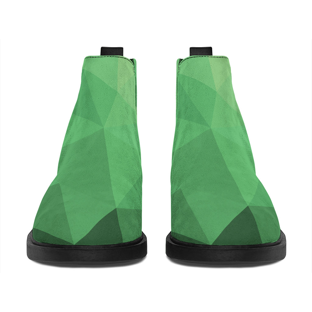 Green Polygonal Geometric Print Flat Ankle Boots