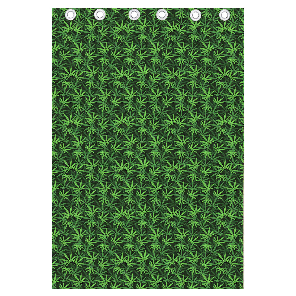Green Pot Leaf Pattern Print Curtain
