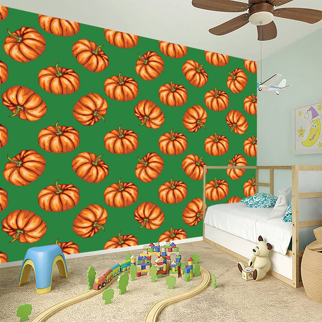 Green Pumpkin Pattern Print Wall Sticker