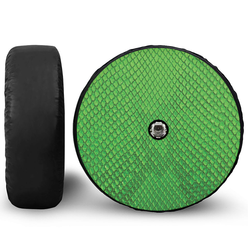 Green Python Snakeskin Print Tire Cover With Camera Hole