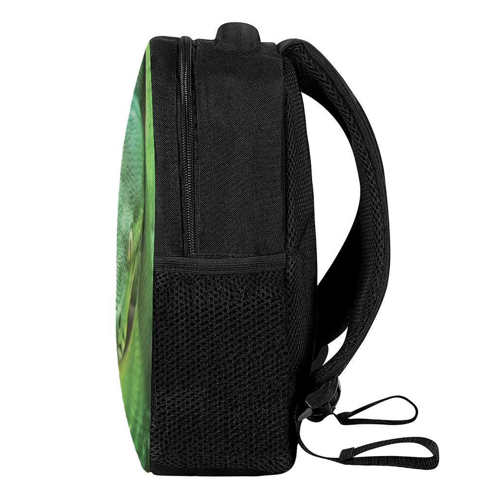 Green Reticulated Python Snake Print Casual Backpack