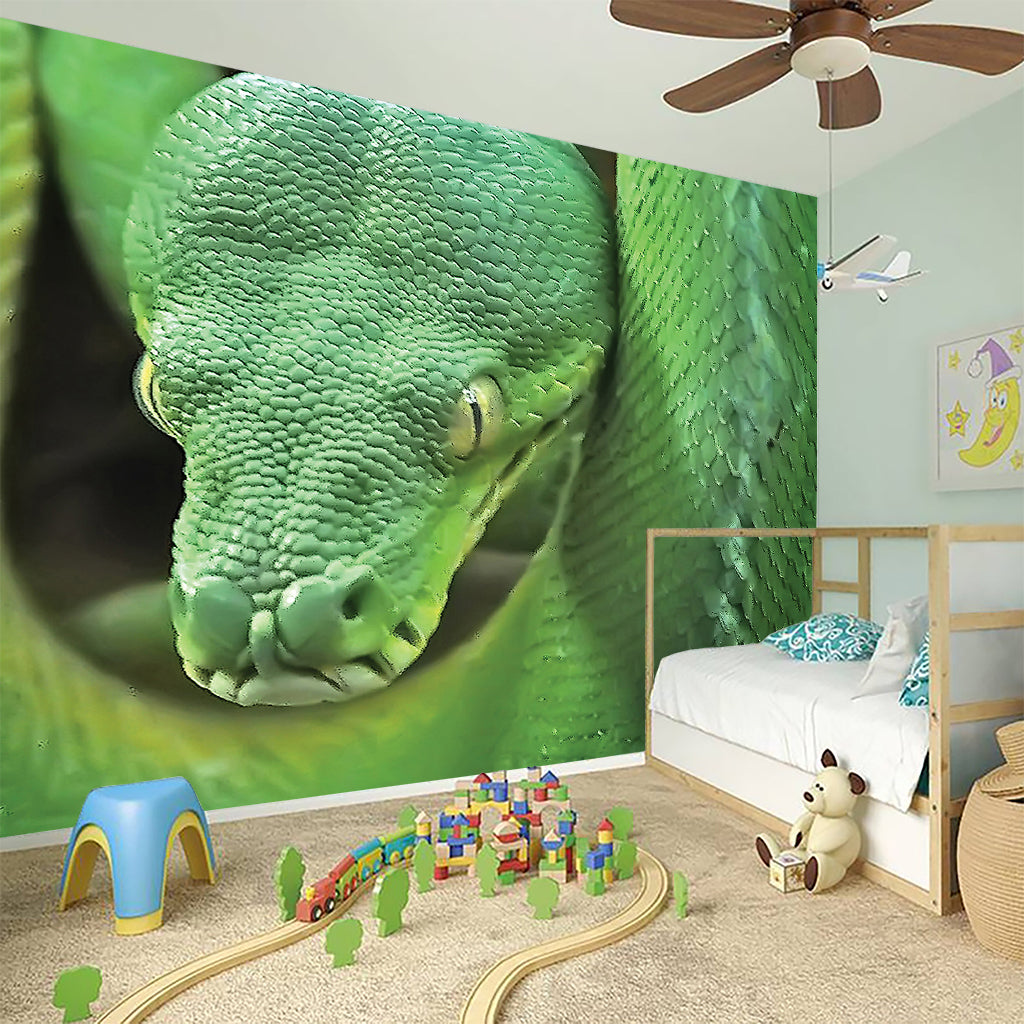 Green Reticulated Python Snake Print Wall Sticker