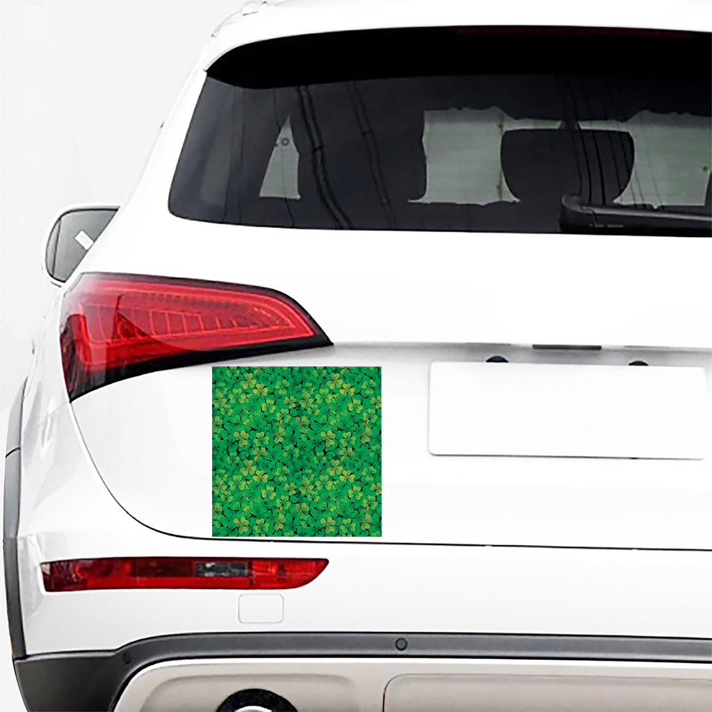 Green Shamrock Leaf Pattern Print Car Sticker