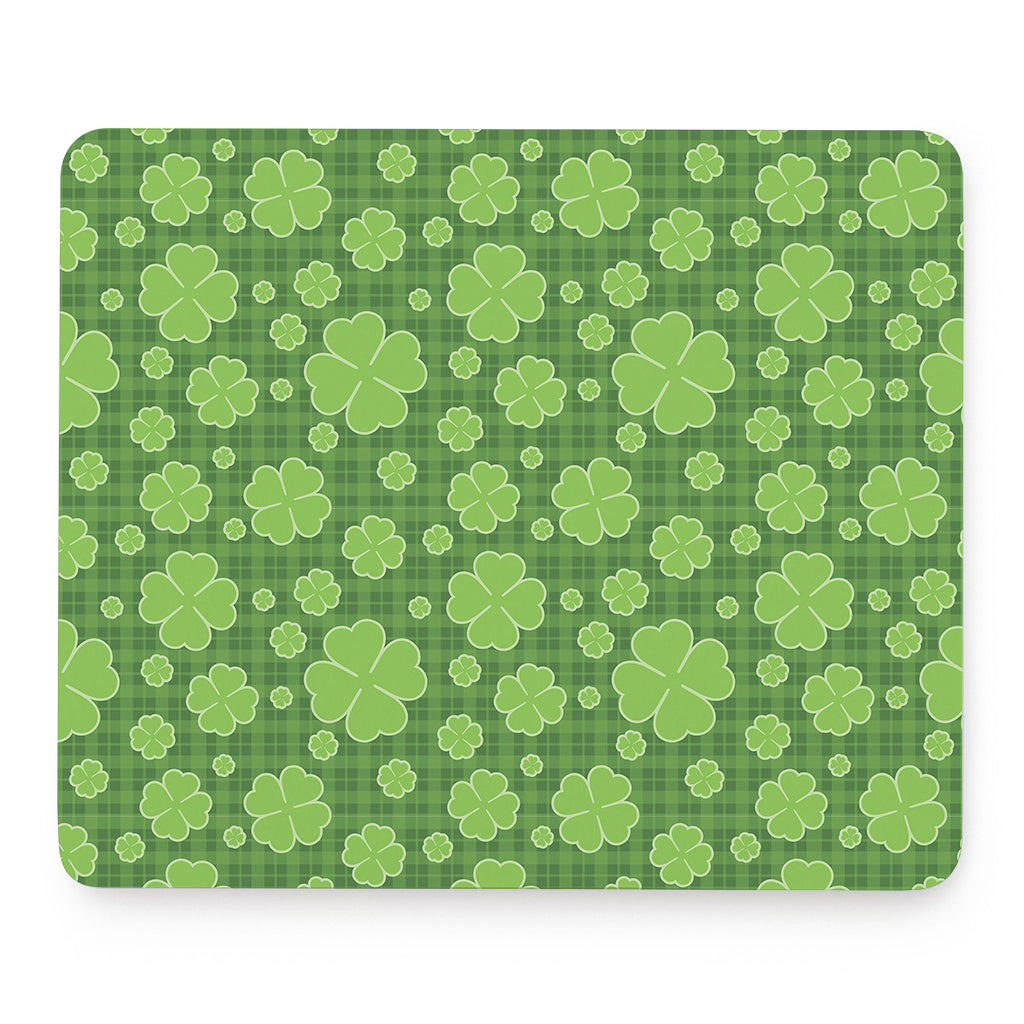Green Shamrock Plaid Pattern Print Mouse Pad