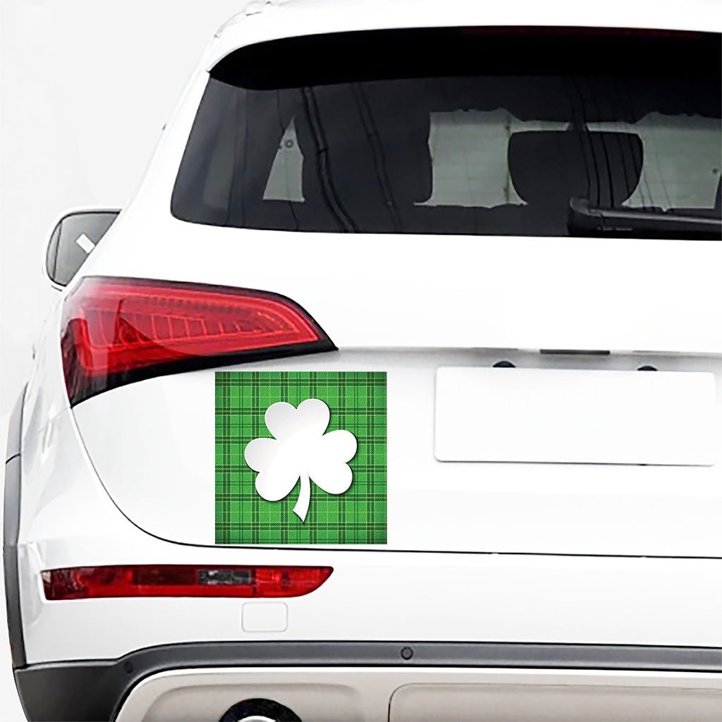 Green Shamrock Tartan Print Car Sticker