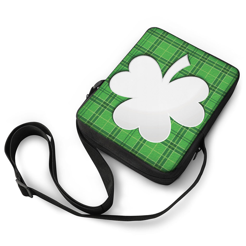 Green Shamrock Tartan Print Rectangular Crossbody Bag