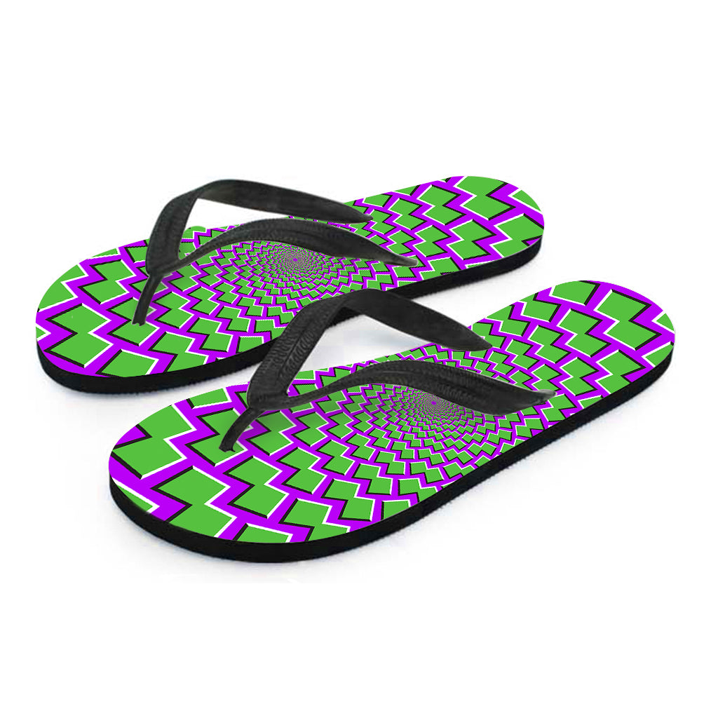 Green Shapes Moving Optical Illusion Flip Flops