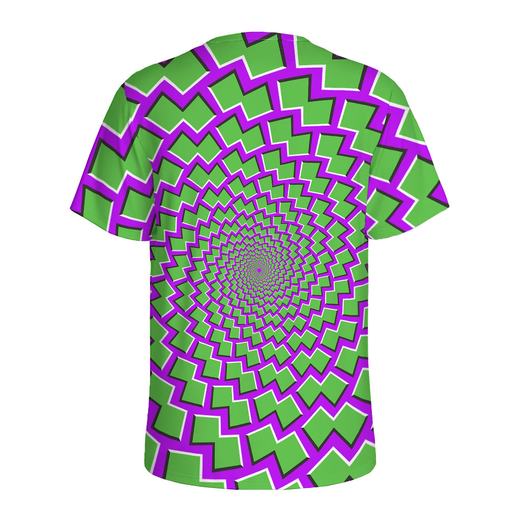 Green Shapes Moving Optical Illusion Men's Sports T-Shirt