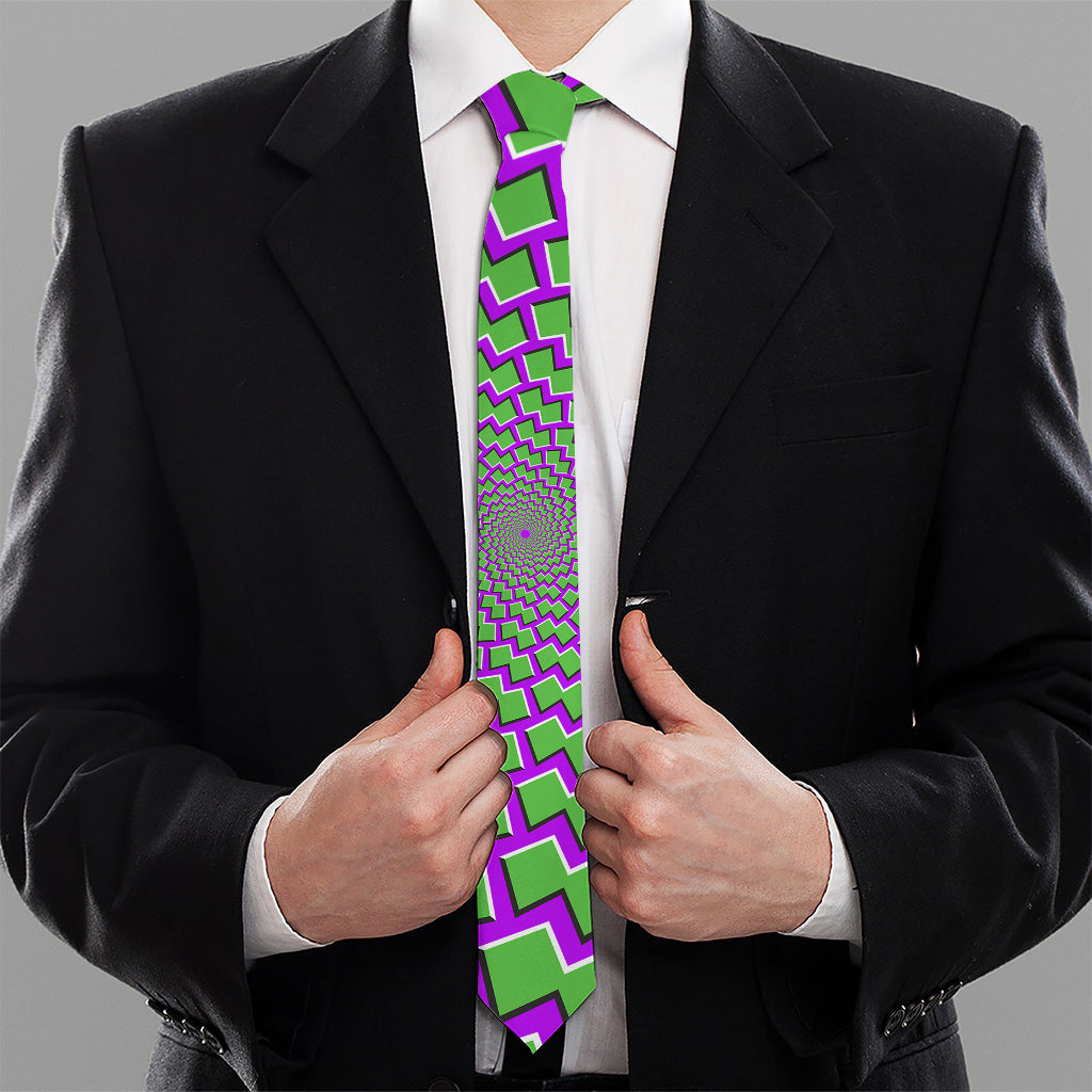 Green Shapes Moving Optical Illusion Necktie