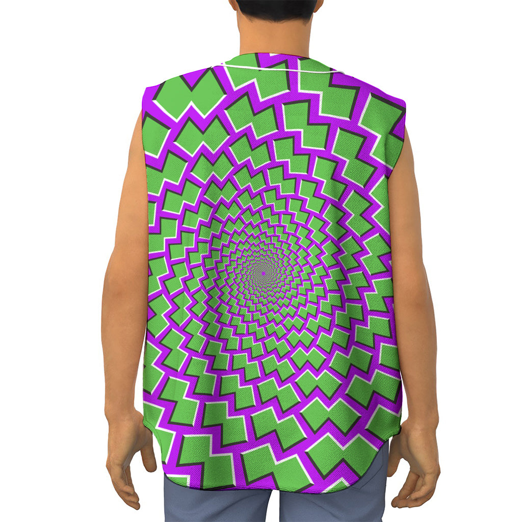 Green Shapes Moving Optical Illusion Sleeveless Baseball Jersey