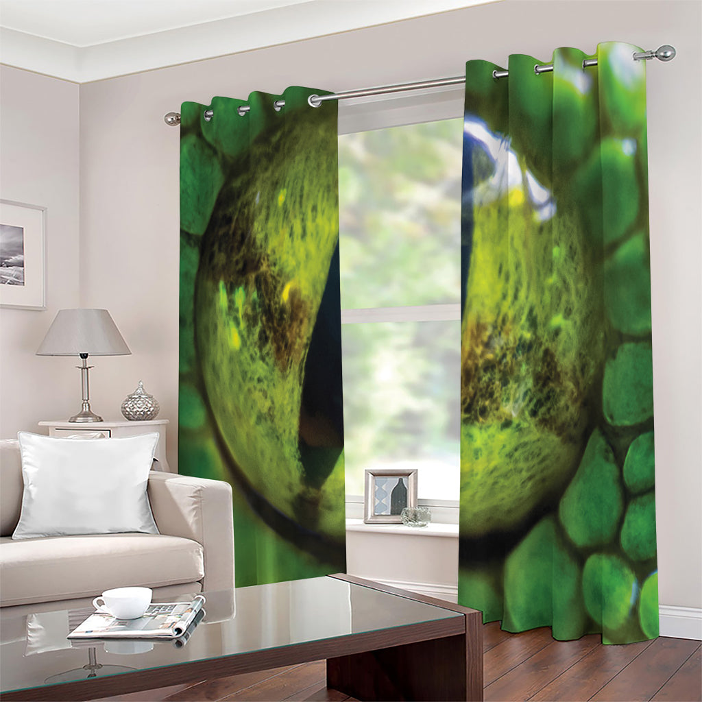 Green Snake Eye Print Extra Wide Grommet Curtains