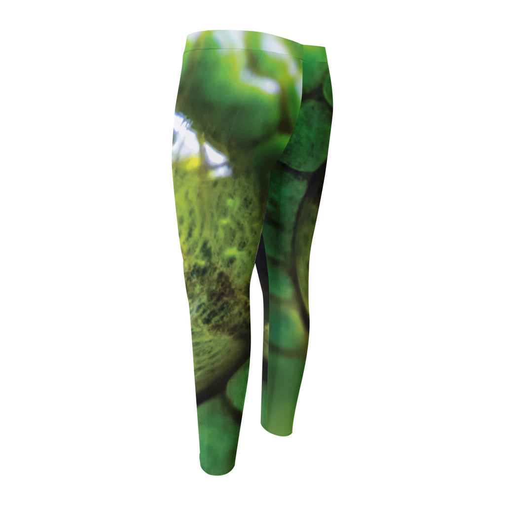 Green Snake Eye Print Men's Compression Pants