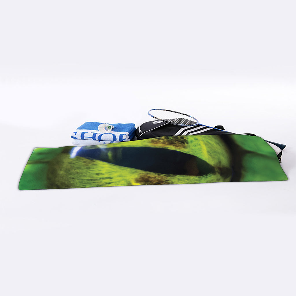 Green Snake Eye Print Sports Towel