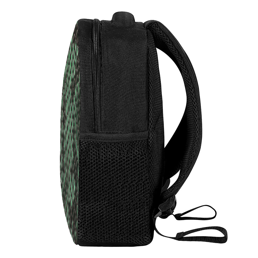 Green Snakeskin Print Casual Backpack