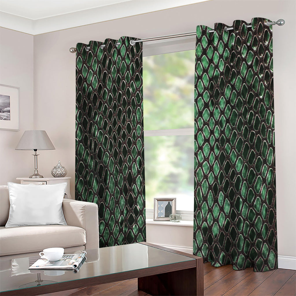 Green Snakeskin Print Extra Wide Grommet Curtains