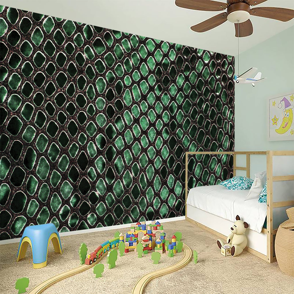 Green Snakeskin Print Wall Sticker