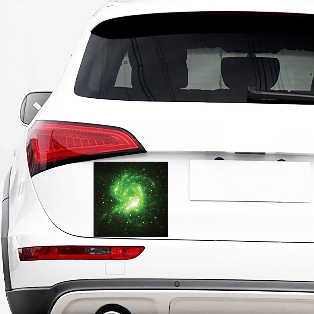 Green Sparkle Galaxy Print Car Sticker