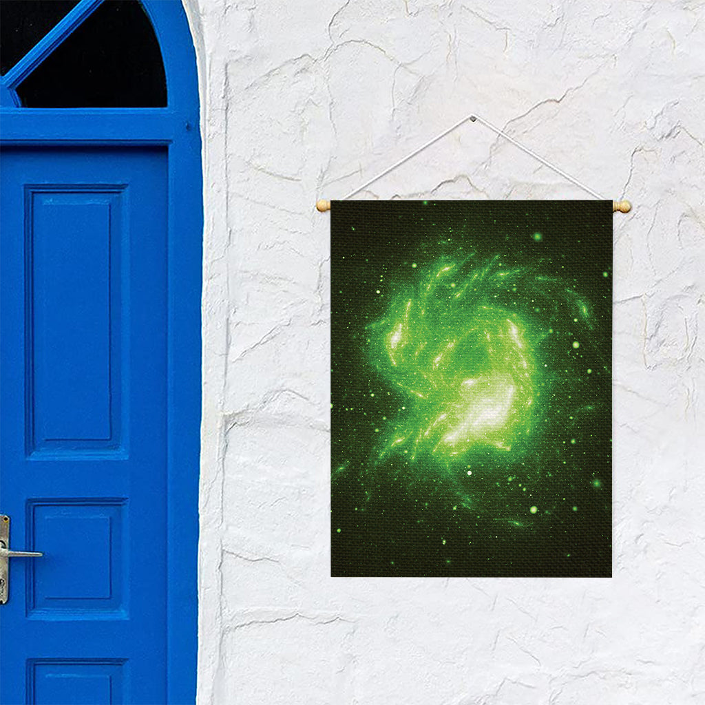 Green Sparkle Galaxy Print Garden Flag