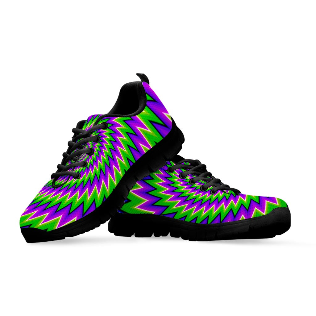 Green Spiral Moving Optical Illusion Black Running Shoes