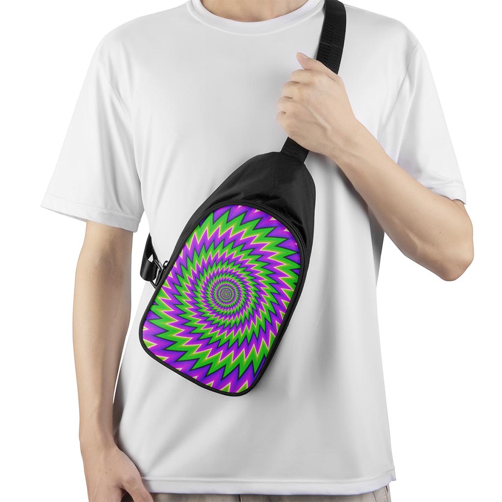 Green Spiral Moving Optical Illusion Chest Bag