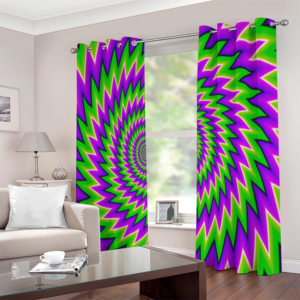 Green Spiral Moving Optical Illusion Extra Wide Grommet Curtains